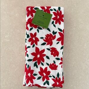 Kate Spade Red and Green poinsettia Towels- set of two
